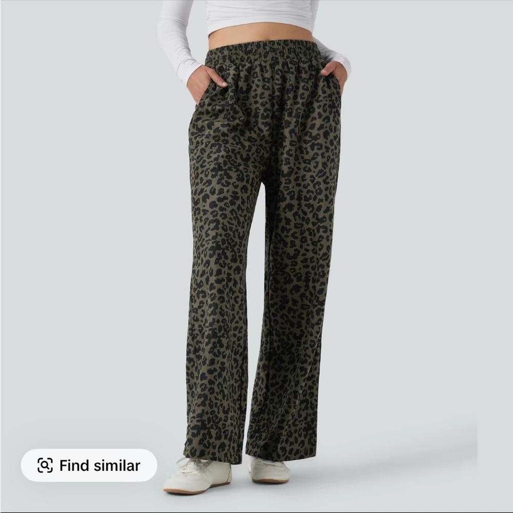 NWT Halara high waisted corduroy leopard pants - Picture 4 of 6